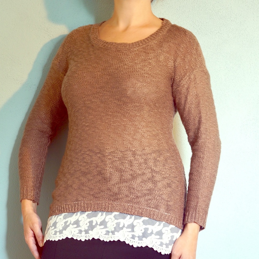 Brown and lace sweater